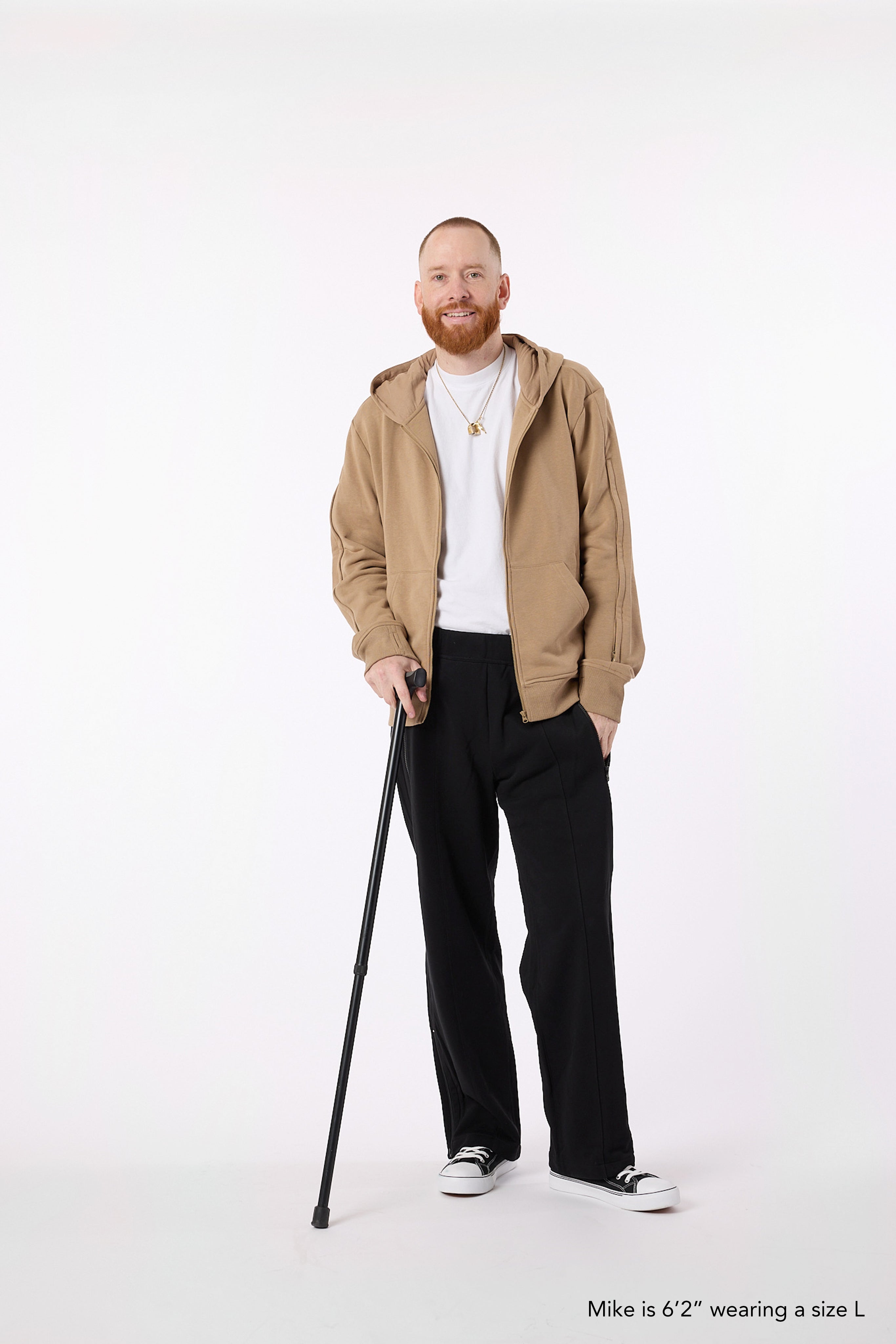 Khaki Adult Full Zip Arm Access Hoodie – SpoonieThreads