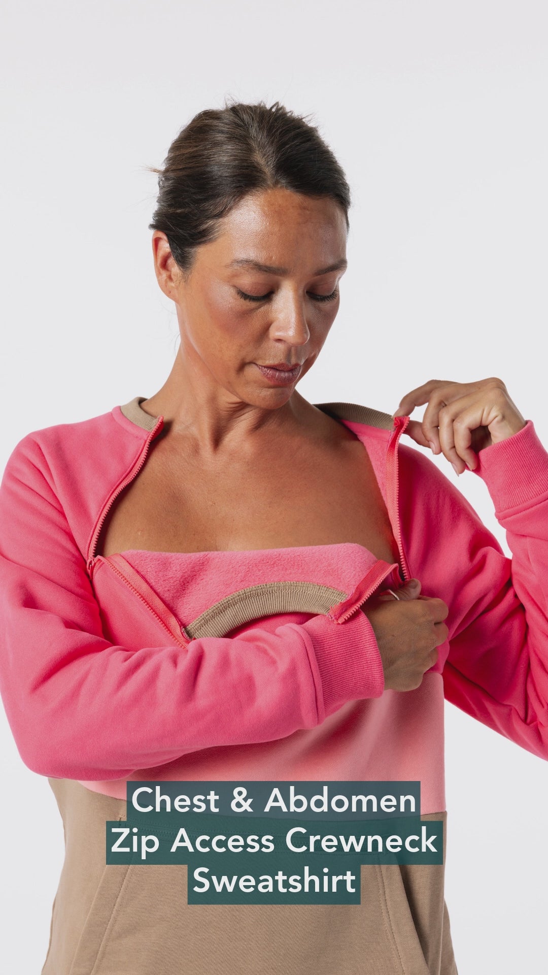 Chest & Abdomen Zip Access Crewneck Sweatshirt Video