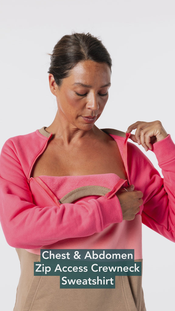 Chest & Abdomen Zip Access Crewneck Sweatshirt Video