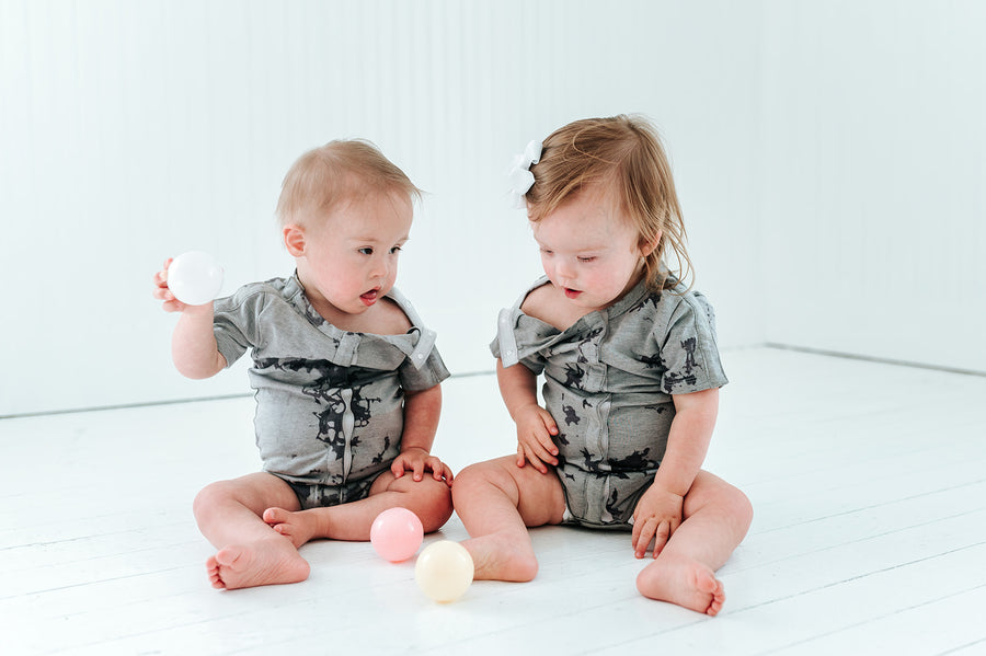 Gray Mila and Me Tie Dye Vertical Access Bodysuit