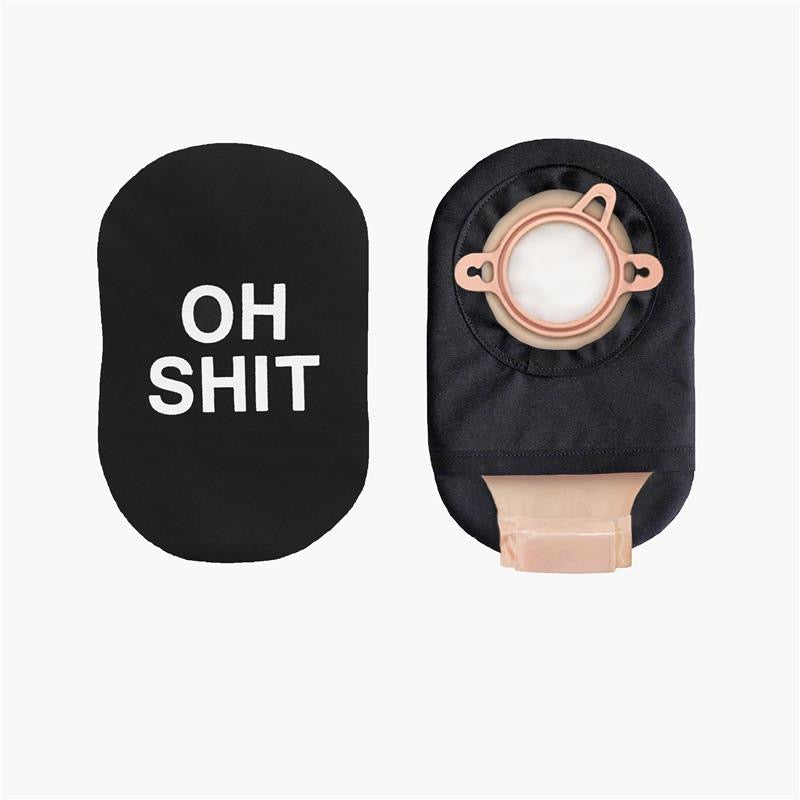 oh shit black ostomy text cover front and back side by side