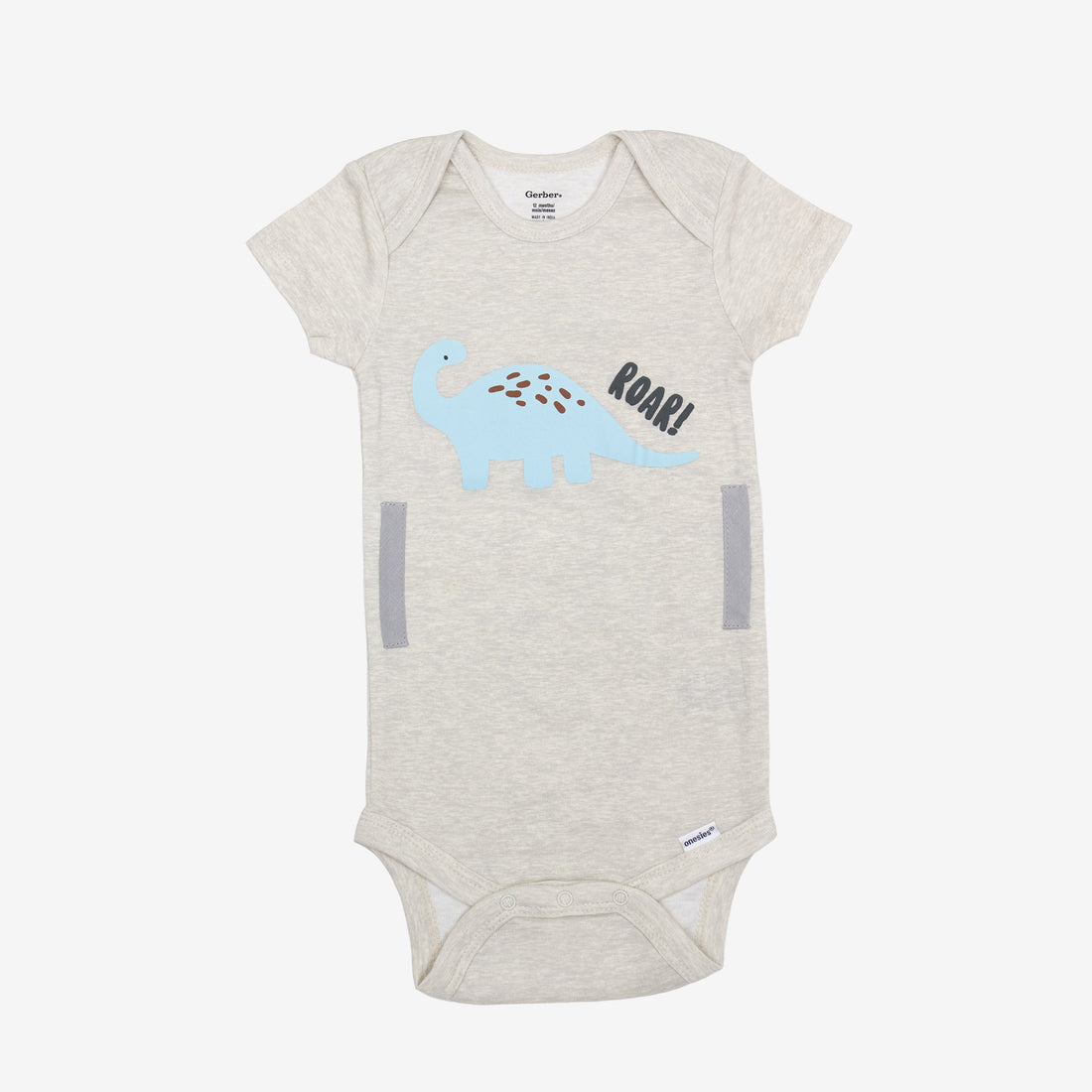 Oatmeal Roar Short Sleeve Onesie