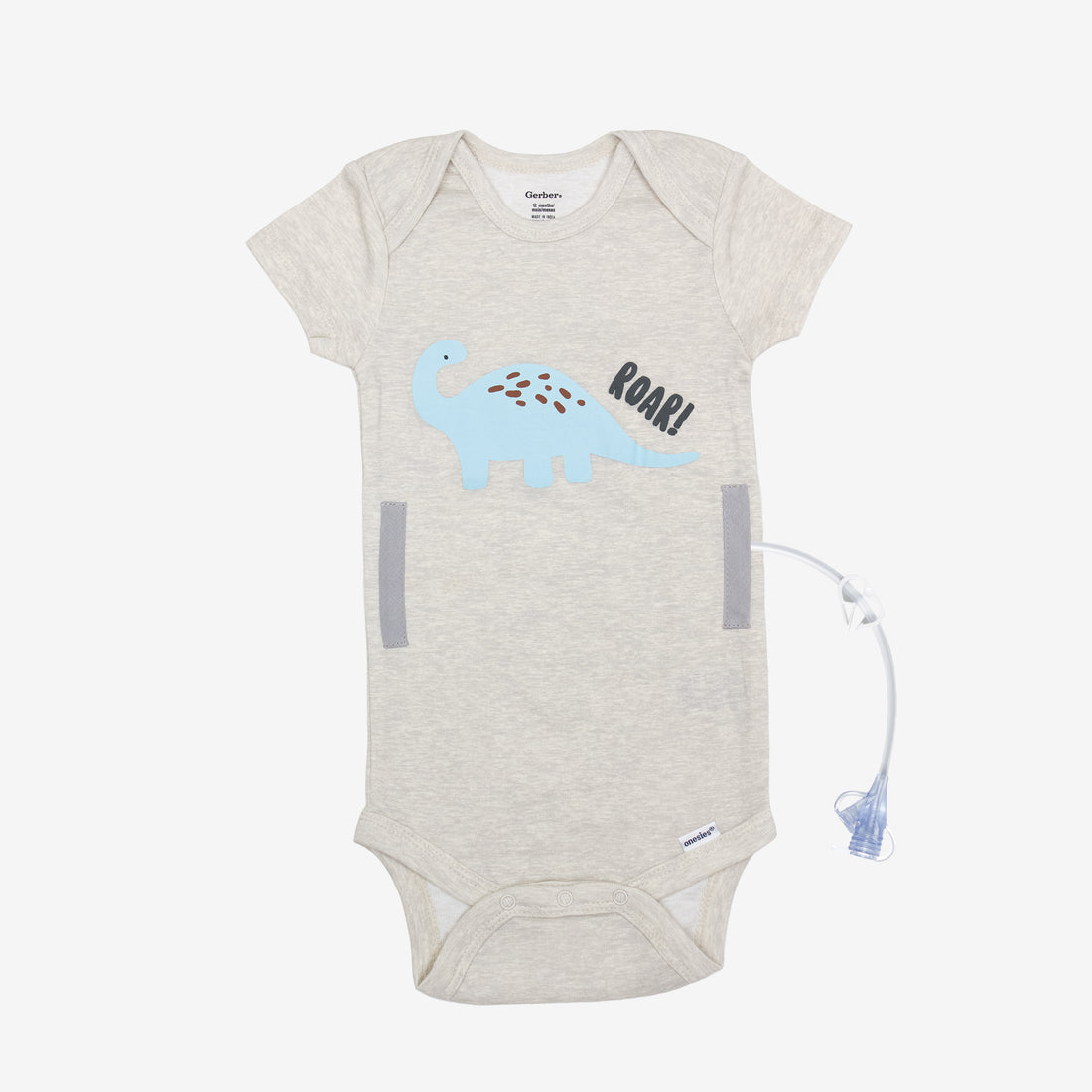 Oatmeal Roar Short Sleeve Onesie