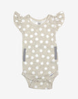 Oatmeal Polka Dots Flutter Sleeve Onesie FINAL CLEARANCE