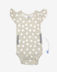 Oatmeal Polka Dots Flutter Sleeve Onesie FINAL CLEARANCE