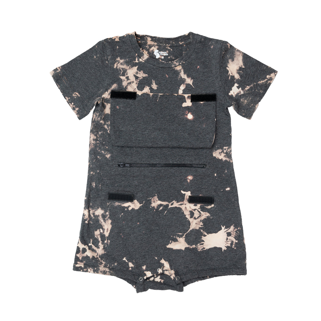 Mila and Me Tie Dye Charcoal Pocket Flap Bodysuit