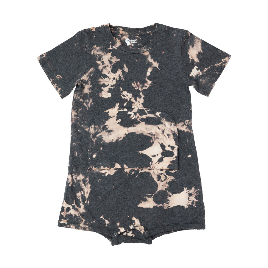 Mila and Me Tie Dye Charcoal Pocket Flap Bodysuit