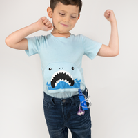 Light Blue Shark Pocket Flap Bodysuit