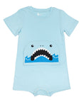 Light Blue Shark Pocket Flap Bodysuit FINAL CLEARANCE