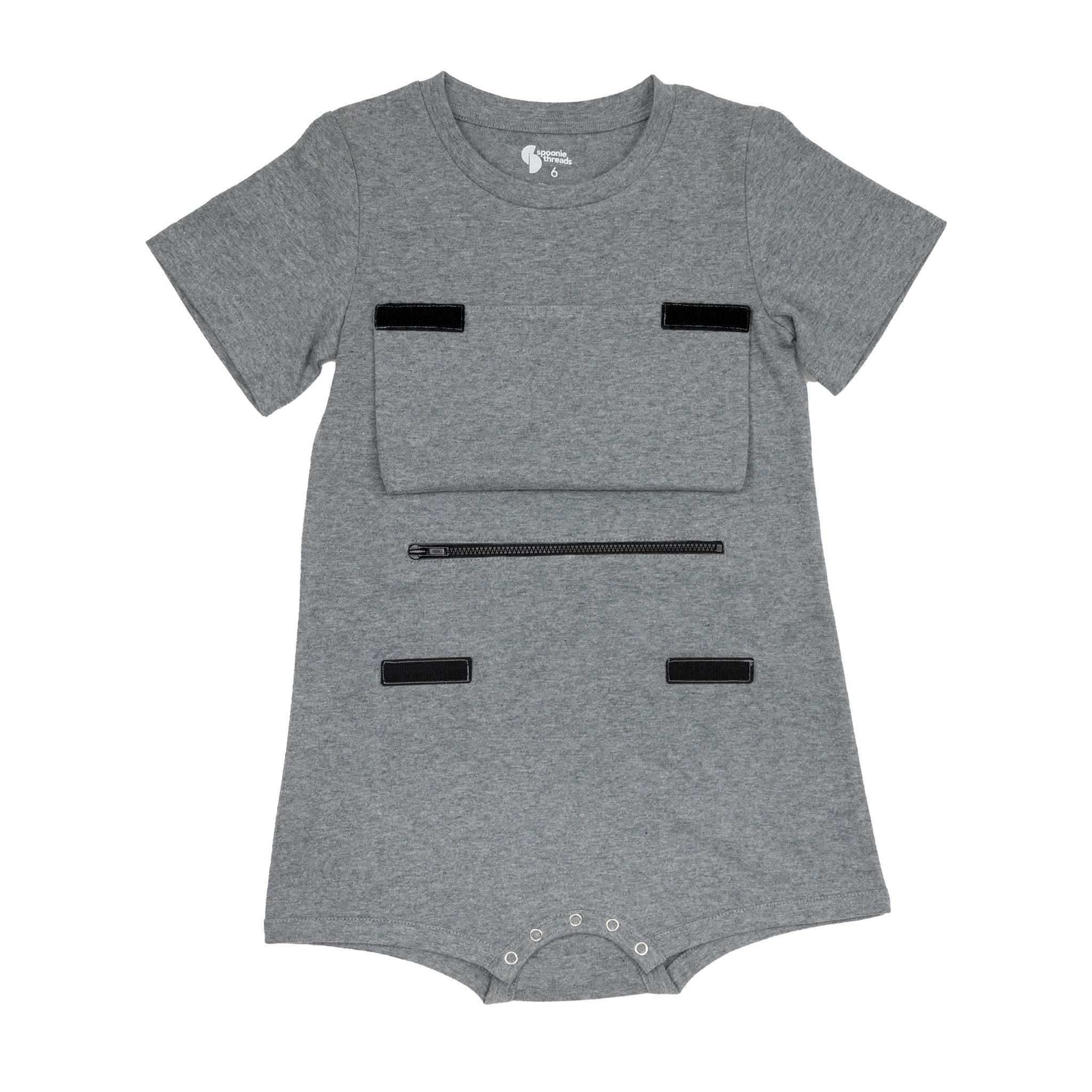 Gray Taco Pocket Flap Bodysuit FINAL CLEARANCE