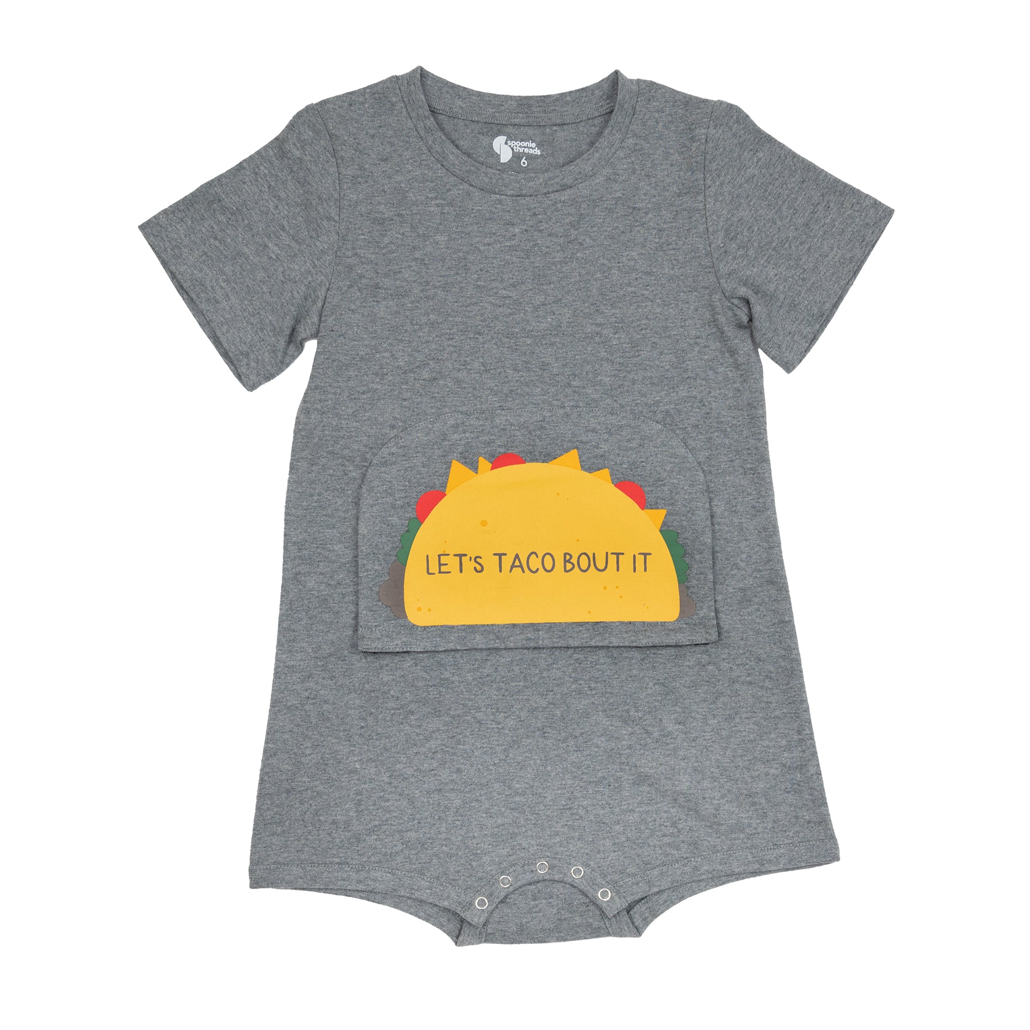 Gray Taco Pocket Flap Bodysuit FINAL CLEARANCE