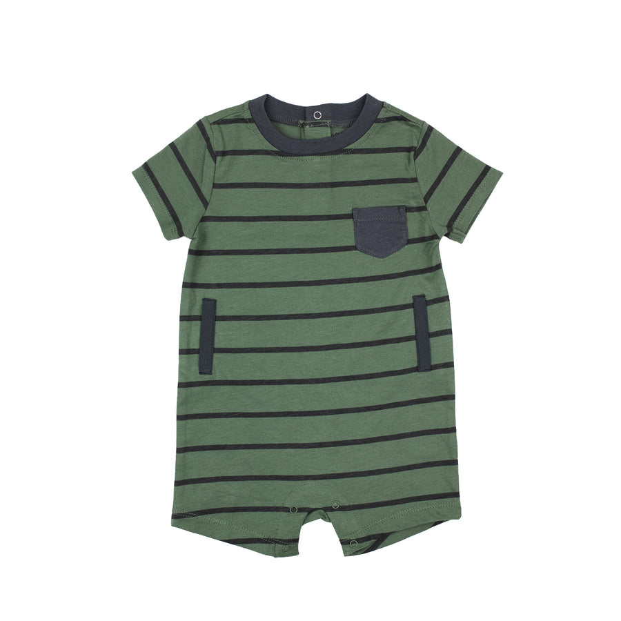 Green Stripe Romper