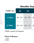 Teen Shoulder Snap tee size chart