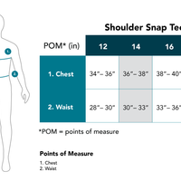 Teen Shoulder Snap tee size chart