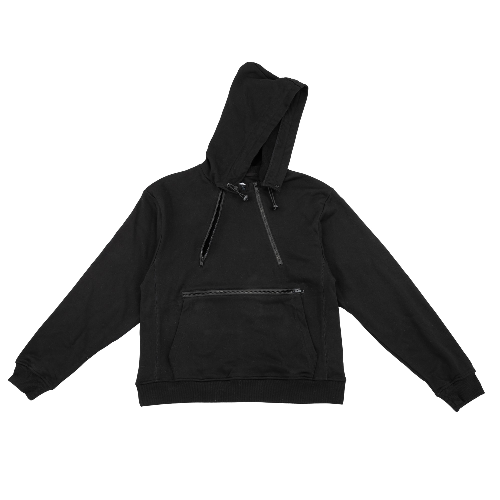 Black Adult Chest &amp; Abdomen Zipper Access Hoodie