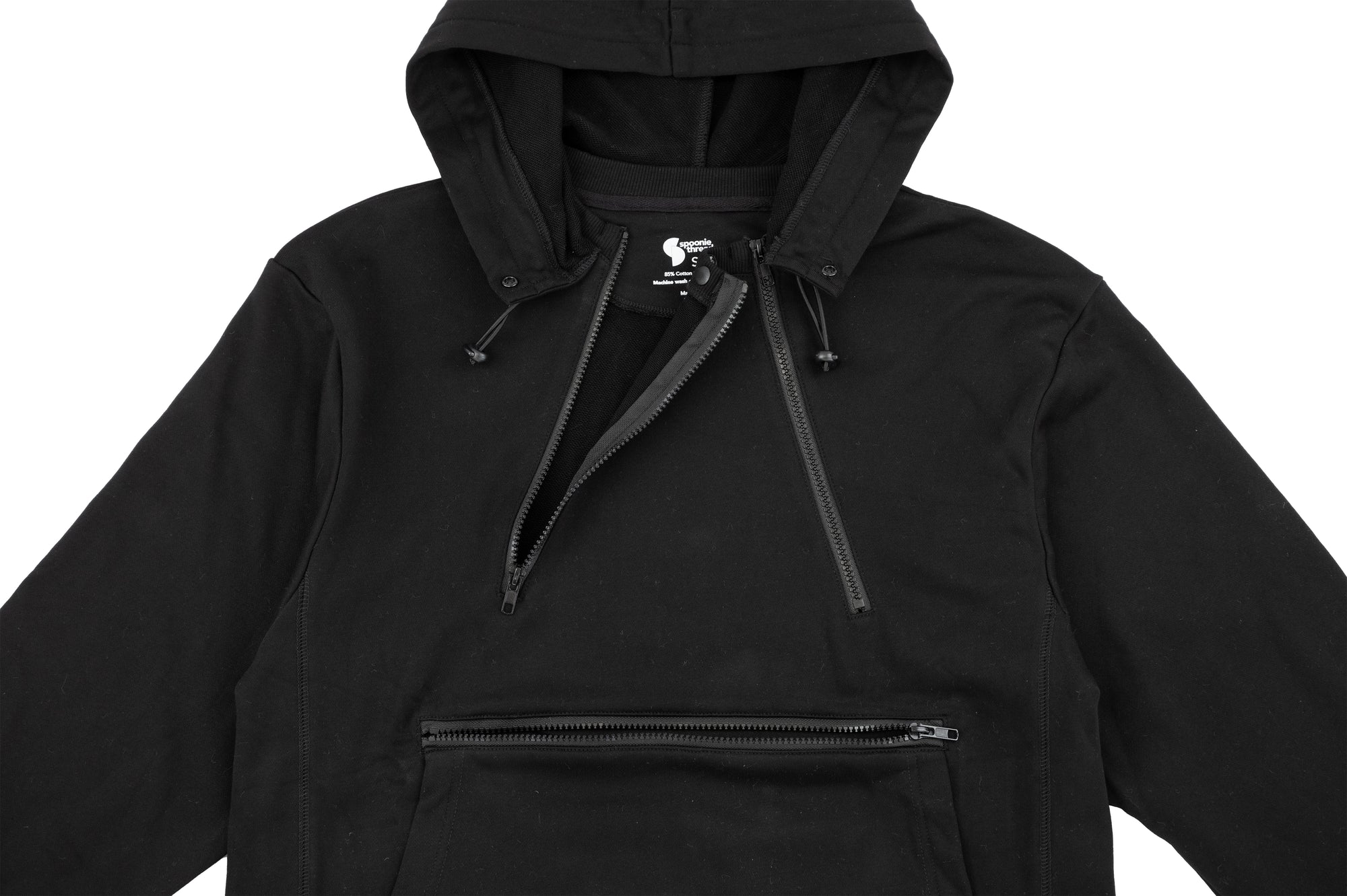 Black Adult Chest &amp; Abdomen Zipper Access Hoodie