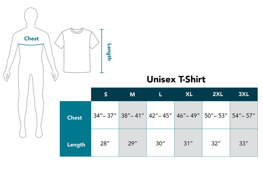 Unisex T-Shirt Size Chart