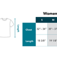 Women’s Crop tee size chart